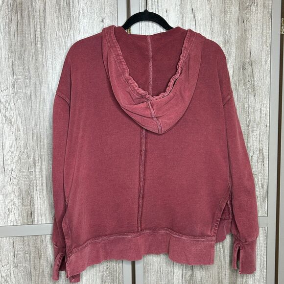 Free People Movement Only One Hoodie Womens Medium Full Zip Cotton Red Color - Picture 3 of 9